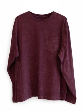 Original Use Deep Burgundy Stone Wash Long Sleeve Cotton Tee – Size XL EUC